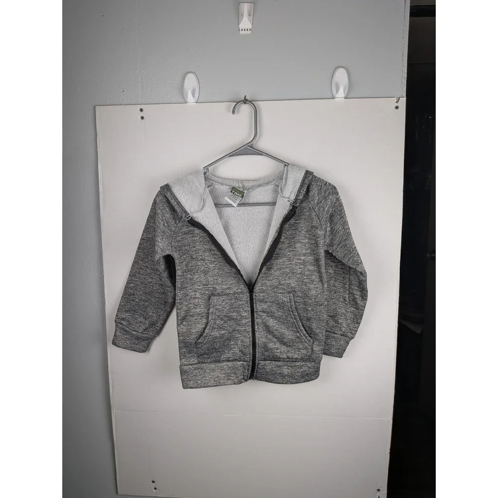 Crunch Time Kids Gray Full Zip‎ Fleece Lined Hoodie Sweatshirt Size 6 7